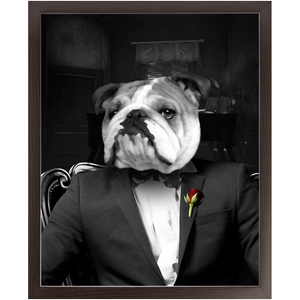 The Dogfather - Godfather, Gangster & Mafia Inspired Custom Pet Portrait Framed Satin Paper Print