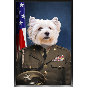 GENERAL I. ZING - Military General Inspired Custom Pet Portrait Framed Satin Paper Print