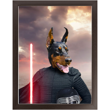 Load image into Gallery viewer, Bark Lord - Kylo Ren &amp; Star Wars Inspired Custom Pet Portrait Framed Satin Paper Print