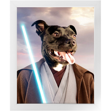 Load image into Gallery viewer, Obi Have - Jedi Obi Wan Kenobi &amp; Star Wars Inspired Custom Pet Portrait Framed Satin Paper Print