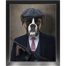 Load image into Gallery viewer, Big Jobs - Peaky Blinders &amp; Gangster Inspired Custom Pet Portrait Framed Satin Paper Print
