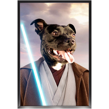 Load image into Gallery viewer, Obi Have - Jedi Obi Wan Kenobi &amp; Star Wars Inspired Custom Pet Portrait Framed Satin Paper Print