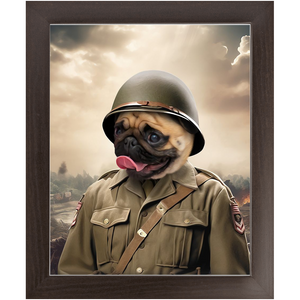 PRIVATE EARED - Military Inspired Custom Pet Portrait Framed Satin Paper Print