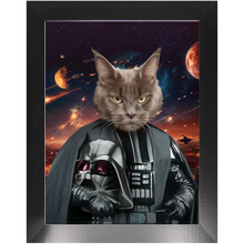 Load image into Gallery viewer, BATH EVADER IN SPACE - Darth Vader &amp; Star Wars Inspired Custom Pet Portrait Framed Satin Paper Print