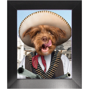 A Pawfull Of Pesos - Mexican Bandit Inspired Custom Pet Portrait Framed Satin Paper Print