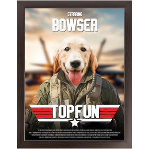 TOP FUN Movie Poster - Top Gun Inspired Custom Pet Portrait Framed Satin Paper Print
