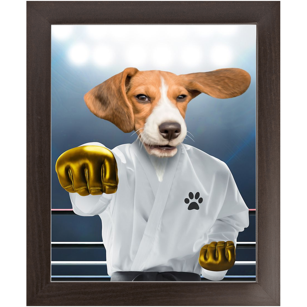 Pork Chop - Karate & Martial Arts Inspired Custom Pet Portrait Framed Satin Paper Print