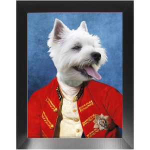 Commander In Mischief - Renaissance Inspired Custom Pet Portrait Framed Satin Paper Print