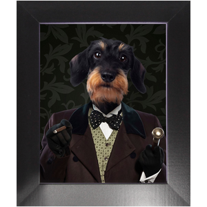 Polka Face - Art Deco Inspired Custom Pet Portrait Framed Satin Paper Print