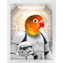 Load image into Gallery viewer, Storm Blooper - Storm Trooper &amp; Star Wars Inspired Custom Pet Portrait Framed Satin Paper Print