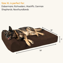 Load image into Gallery viewer, Barker Beds Orthopedic Dog Bed - 7&quot; Pillow Top XL Size (52 X 36 X 11) - Luxury Washable Large Dog Bed with Headrest - Memory Foam Mattress for Big Dogs (Chocolate)