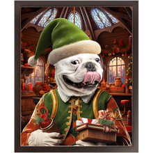 Load image into Gallery viewer, SANTA&#39;S LITTLE HELPER 2 - Christmas Elf Inspired Custom Pet Portrait Framed Satin Paper Print