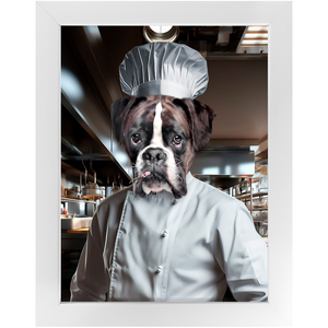 MAKING A MEAL OF IT - Chef & Cook Inspired Custom Pet Portrait Framed Satin Paper Print