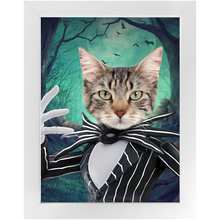 Load image into Gallery viewer, Jack O&#39;Lantin - Christmas &amp; Halloween Inspired Custom Pet Portrait Framed Satin Paper Print