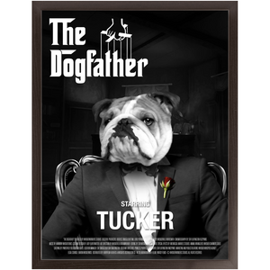 THE DOGFATHER Movie Poster - The Godfather Inspired Custom Pet Portrait Framed Satin Paper Print