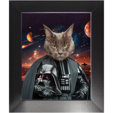 Load image into Gallery viewer, BATH EVADER IN SPACE - Darth Vader &amp; Star Wars Inspired Custom Pet Portrait Framed Satin Paper Print