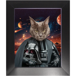 BATH EVADER IN SPACE - Darth Vader & Star Wars Inspired Custom Pet Portrait Framed Satin Paper Print