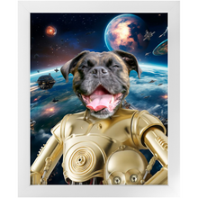 Load image into Gallery viewer, C.3.P.NO IN SPACE - C.3.P.O. &amp; Star Wars Inspired Custom Pet Portrait Framed Satin Paper Print