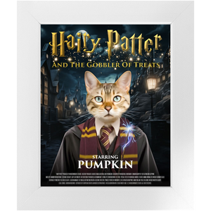 HAIRY PATTER Movie Poster - Harry Potter Inspired Custom Pet Portrait Framed Satin Paper Print