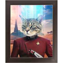 Load image into Gallery viewer, CAPTAIN DIGYARD - BEAMING DOWN - Star Trek Inspired Custom Pet Portrait Framed Satin Paper Print