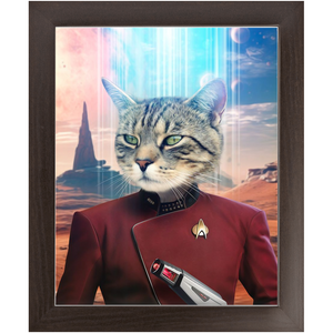 CAPTAIN DIGYARD - BEAMING DOWN - Star Trek Inspired Custom Pet Portrait Framed Satin Paper Print