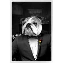 Load image into Gallery viewer, The Dogfather - Godfather, Gangster &amp; Mafia Inspired Custom Pet Portrait Framed Satin Paper Print