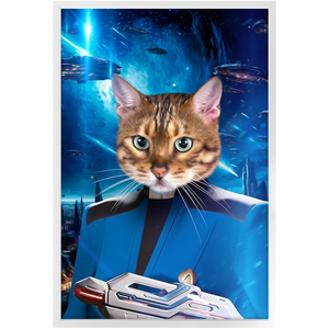 BONE CRUSHER IN SPACE - Star Trek Inspired Custom Pet Portrait Framed Satin Paper Print