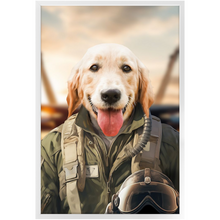 Load image into Gallery viewer, DANGER BONE - Air Force Fighter Pilot Inspired Custom Pet Portrait Framed Satin Paper Print