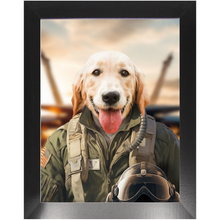 Load image into Gallery viewer, DANGER BONE - Air Force Fighter Pilot Inspired Custom Pet Portrait Framed Satin Paper Print