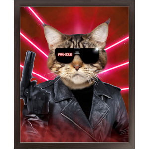 Kyle B Bakk - Arnold Schwarzenegger The Terminator Inspired Custom Pet Portrait Framed Satin Paper Print