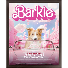 Load image into Gallery viewer, Barkie Movie Poster - Barbie Inspired Custom Pet Portrait Framed Satin Paper Print