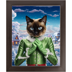 SNOWFLAKE - Christmas elf Inspired Custom Pet Portrait Framed Satin Paper Print