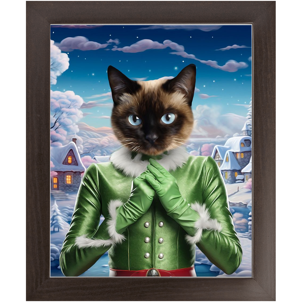 SNOWFLAKE - Christmas elf Inspired Custom Pet Portrait Framed Satin Paper Print