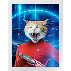 OH HOORAY IN SPACE - Star Trek Inspired Custom Pet Portrait Framed Satin Paper Print