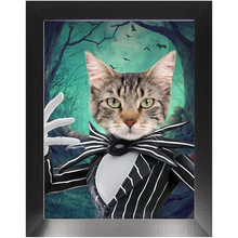 Load image into Gallery viewer, Jack O&#39;Lantin - Christmas &amp; Halloween Inspired Custom Pet Portrait Framed Satin Paper Print