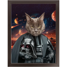 Load image into Gallery viewer, BATH EVADER IN SPACE - Darth Vader &amp; Star Wars Inspired Custom Pet Portrait Framed Satin Paper Print