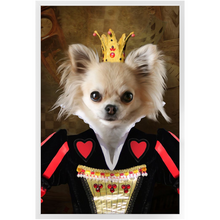 Load image into Gallery viewer, Teeny Queenie - The Queen of Hearts &amp; Alice in Wonderland Inspired Custom Pet Portrait Framed Satin Paper Print