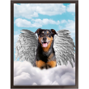 Silver Angel - Heavenly Angels Inspired Custom Pet Portrait Framed Satin Paper Print