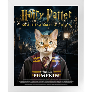 HAIRY PATTER Movie Poster - Harry Potter Inspired Custom Pet Portrait Framed Satin Paper Print
