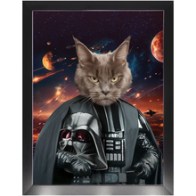 Load image into Gallery viewer, BATH EVADER IN SPACE - Darth Vader &amp; Star Wars Inspired Custom Pet Portrait Framed Satin Paper Print