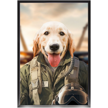 Load image into Gallery viewer, DANGER BONE - Air Force Fighter Pilot Inspired Custom Pet Portrait Framed Satin Paper Print