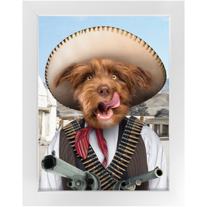 A Pawfull Of Pesos - Mexican Bandit Inspired Custom Pet Portrait Framed Satin Paper Print