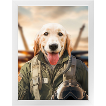 Load image into Gallery viewer, DANGER BONE - Air Force Fighter Pilot Inspired Custom Pet Portrait Framed Satin Paper Print