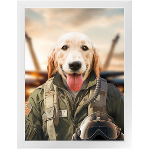 DANGER BONE - Air Force Fighter Pilot Inspired Custom Pet Portrait Framed Satin Paper Print