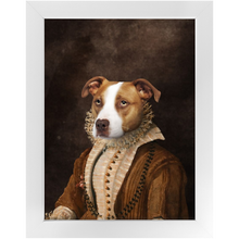 Load image into Gallery viewer, BARONESS OF BROWN - Renaissance Inspired Custom Pet Portrait Framed Satin Paper Print