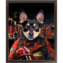 Load image into Gallery viewer, ON FIRE - Firefighter Inspired Custom Pet Portrait Framed Satin Paper Print