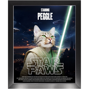 STAR PAWS Movie Poster - Star Wars Inspired Custom Pet Portrait Framed Satin Paper Print