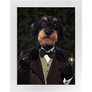 Polka Face - Art Deco Inspired Custom Pet Portrait Framed Satin Paper Print