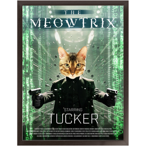 THE MEOWTRIX Movie Poster - The Matrix Inspired Custom Pet Portrait Framed Satin Paper Print