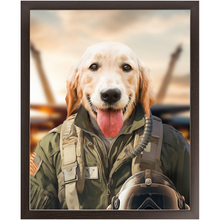 Load image into Gallery viewer, DANGER BONE - Air Force Fighter Pilot Inspired Custom Pet Portrait Framed Satin Paper Print